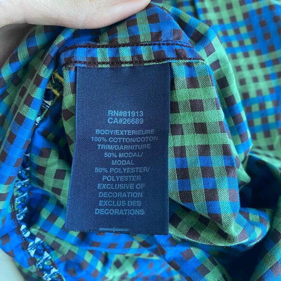 Robert Graham Blue Green Checkered Men Dress Shirt Paisley Print Cuffs Size XL - Picture 6 of 10